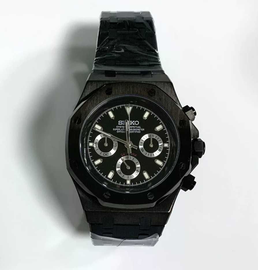 Octagon Eclipse — Full black case, black dial, silver sub-registers