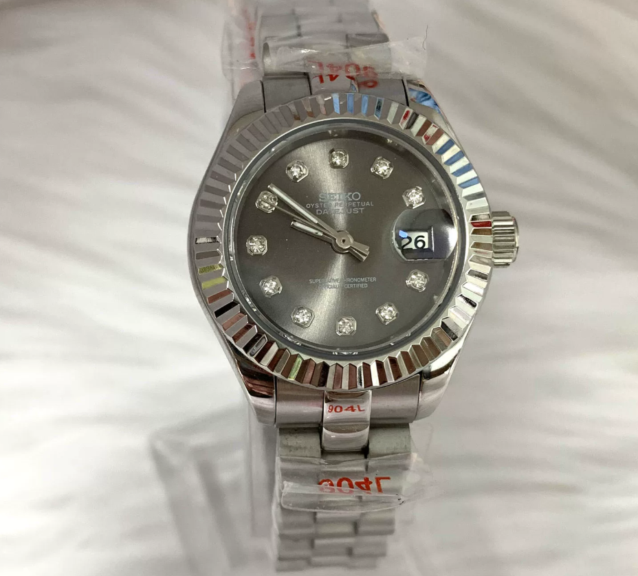 Datejust 28 Graphite — 28mm case, fluted bezel, graphite diamond-set dial
